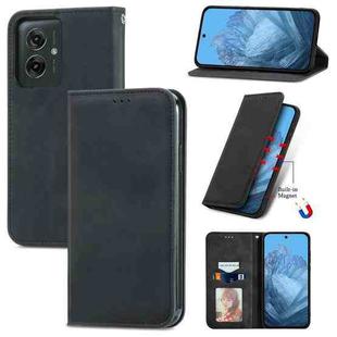 For Motorola Moto G55 Retro Skin Feel Magnetic Flip Leather Phone Case(Black)