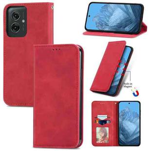 For Motorola Moto G55 Retro Skin Feel Magnetic Flip Leather Phone Case(Red)