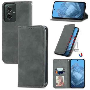 For Motorola Moto G55 Retro Skin Feel Magnetic Flip Leather Phone Case(Grey)