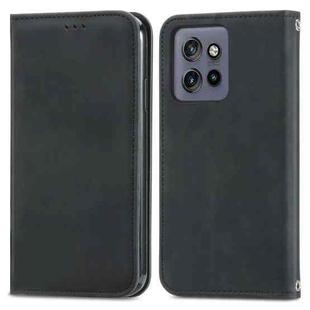 For Motorola Edge 50 Neo Retro Skin Feel Magnetic Flip Leather Phone Case(Black)