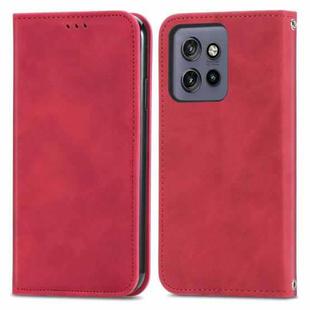 For Motorola Edge 50 Neo Retro Skin Feel Magnetic Flip Leather Phone Case(Red)