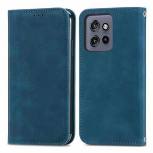 For Motorola Edge 50 Neo Retro Skin Feel Magnetic Flip Leather Phone Case(Blue)