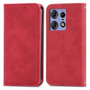 For Motorola Edge 50 Retro Skin Feel Magnetic Flip Leather Phone Case(Red)