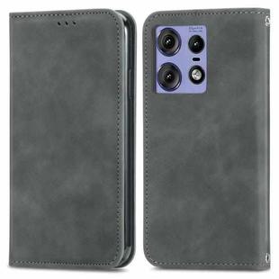 For Motorola Edge 50 Retro Skin Feel Magnetic Flip Leather Phone Case(Grey)