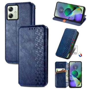 For Motorola Moto G54 5G Cubic Grid Pressed Magnetic Leather Phone Case(Blue)