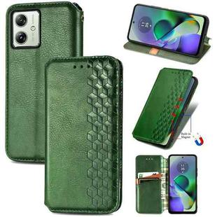 For Motorola Moto G54 5G Cubic Grid Pressed Magnetic Leather Phone Case(Green)