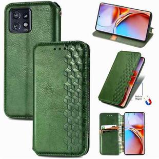 For Motorola Edge 40 Pro Cubic Grid Pressed Magnetic Leather Phone Case(Green)