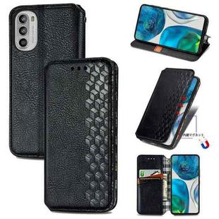 For Motorola Moto G52 Cubic Grid Pressed Magnetic Leather Phone Case(Black)