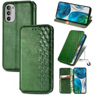 For Motorola Moto G52 Cubic Grid Pressed Magnetic Leather Phone Case(Green)