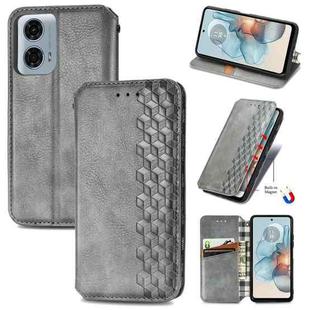 For Motorola Moto G24 Power Cubic Grid Pressed Magnetic Leather Phone Case(Grey)