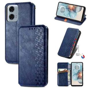 For Motorola Moto G24 Power Cubic Grid Pressed Magnetic Leather Phone Case(Blue)