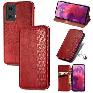 For Motorola  Moto G24 Cubic Grid Pressed Magnetic Leather Phone Case(Red)