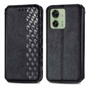 For Motorola Moto Edge 40 5G Cubic Grid Pressed Magnetic Leather Phone Case(Black)