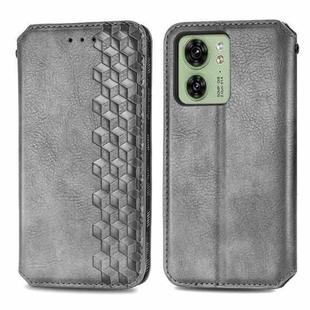 For Motorola Moto Edge 40 5G Cubic Grid Pressed Magnetic Leather Phone Case(Grey)