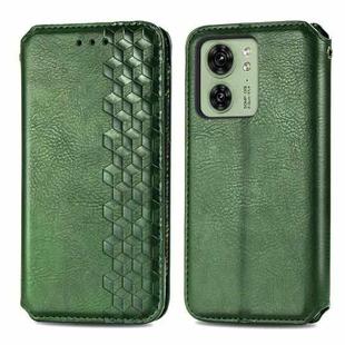 For Motorola Moto Edge 40 5G Cubic Grid Pressed Magnetic Leather Phone Case(Green)