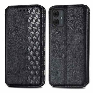 For Motorola Moto G14 Cubic Grid Pressed Magnetic Leather Phone Case(Black)