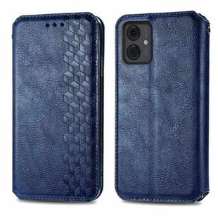 For Motorola Moto G14 Cubic Grid Pressed Magnetic Leather Phone Case(Blue)