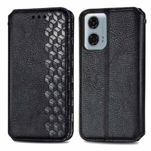 For Motorola Moto G24 Power 4G Cubic Grid Pressed Magnetic Leather Phone Case(Black)