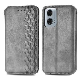 For Motorola Moto G24 Power 4G Cubic Grid Pressed Magnetic Leather Phone Case(Grey)