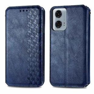For Motorola Moto G24 Power 4G Cubic Grid Pressed Magnetic Leather Phone Case(Blue)