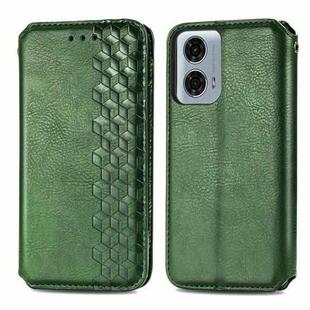For Motorola Moto G24 Power 4G Cubic Grid Pressed Magnetic Leather Phone Case(Green)
