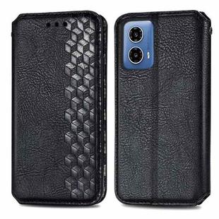 For Motorola Moto G34 5G Cubic Grid Pressed Magnetic Leather Phone Case(Black)