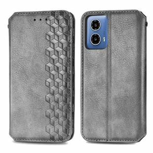 For Motorola Moto G34 5G Cubic Grid Pressed Magnetic Leather Phone Case(Grey)