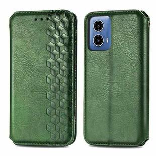 For Motorola Moto G34 5G Cubic Grid Pressed Magnetic Leather Phone Case(Green)