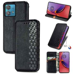 For Motorola Moto G84 5G Cubic Grid Pressed Magnetic Leather Phone Case(Black)