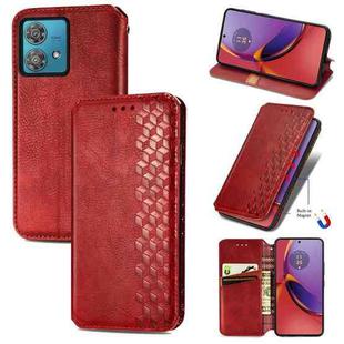 For Motorola Moto G84 5G Cubic Grid Pressed Magnetic Leather Phone Case(Red)