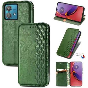 For Motorola Moto G84 5G Cubic Grid Pressed Magnetic Leather Phone Case(Green)