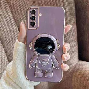 For Samsung Galaxy A14 4G/5G Electroplating Astronaut Holder Phone Case(Purple)