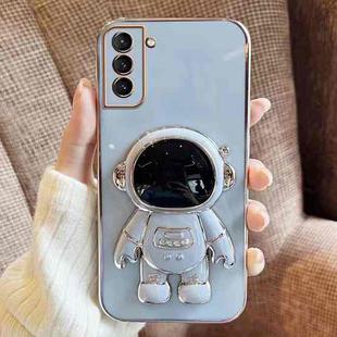 For Samsung Galaxy S23+ 5G Electroplating Astronaut Holder Phone Case(Blue)