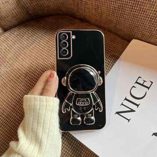 For Samsung Galaxy A35 Electroplating Astronaut Holder Phone Case(Black)