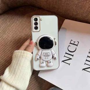 For Samsung Galaxy A35 Electroplating Astronaut Holder Phone Case(White)
