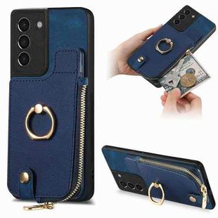 For Samsung Galaxy S24+ 5G Cross Leather Ring Vertical Zipper Wallet Back Phone Case(Purple)