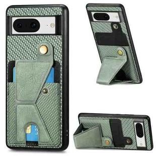 For Google Pixel 8 Carbon Fiber Wallet Flip Card K-shaped Holder Phone Case(Green)