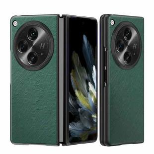 For OPPO Find N3 Cross-grain Leather All Inclusive Shockproof Phone Case(Green)