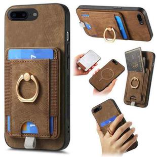 For iPhone 7 Plus / 8 Plus Retro Splitable Magnetic Card Bag Leather Phone Case(Brown)