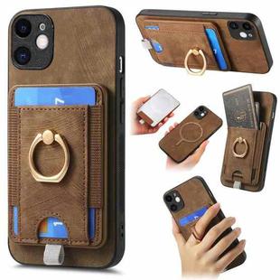 For iPhone 11 Retro Splitable Magnetic Card Bag Leather Phone Case(Brown)