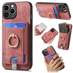 For iPhone 11 Pro  Max Retro Splitable Magnetic Card Bag Leather Phone Case(Pink)