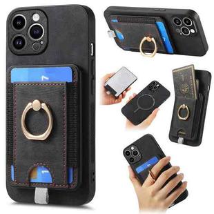 For iPhone 13 Pro Retro Splitable Magnetic Card Bag Leather Phone Case(Black)