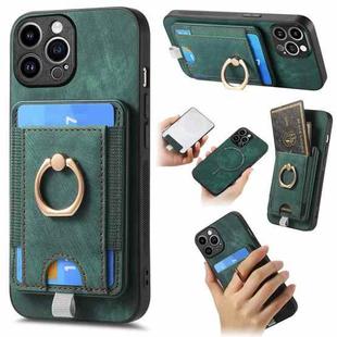 For iPhone 15 Pro Retro Splitable Magnetic Card Bag Leather Phone Case(Green)