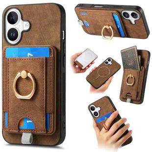 For iPhone 16 Plus Retro Splitable Magnetic Card Bag Leather Phone Case(Brown)