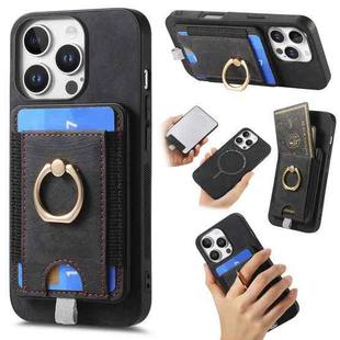 For iPhone 16 Pro Retro Splitable Magnetic Card Bag Leather Phone Case(Black)