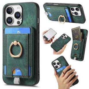 For iPhone 16 Pro Retro Splitable Magnetic Card Bag Leather Phone Case(Green)