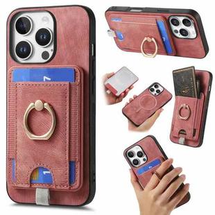 For iPhone 16 Pro Retro Splitable Magnetic Card Bag Leather Phone Case(Pink)