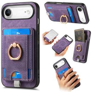 For iPhone Air Retro Splitable Magnetic Card Bag Leather Phone Case(Purple)