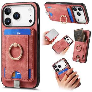 For iPhone 17 Pro Retro Splitable Magnetic Card Bag Leather Phone Case(Pink)