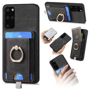 For Samsung Galaxy S20+ Retro Splitable Magnetic Card Bag Leather Phone Case(Black)